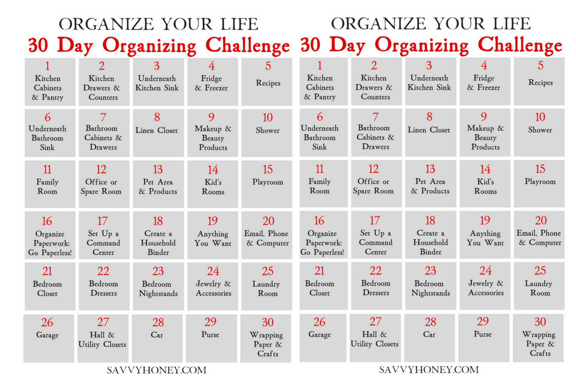 30 Day Organizing Challenge To Declutter Your House & Life