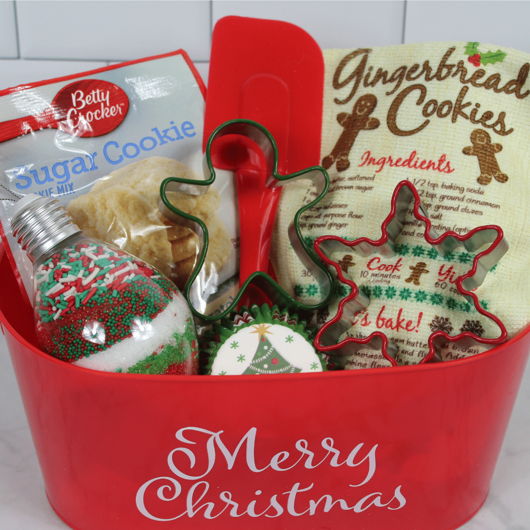 Cheap DIY Christmas Baking Gift Basket From Dollar Tree